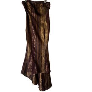 Vintage Zum Zum Strapless Brocade Mermaid Dress Beaded Formal Gown 3/4
